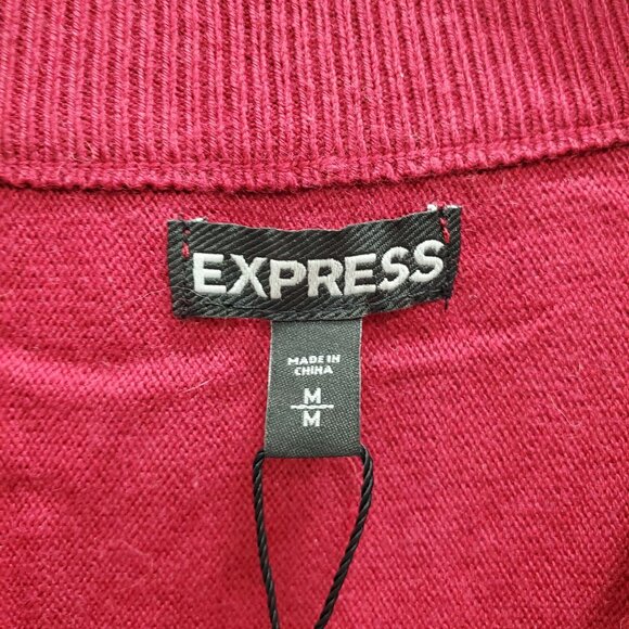 Express Women's Dark Red Cotton Blend Knit Short Sleeve Surplus Mini Dress NWT M - Picture 4 of 7